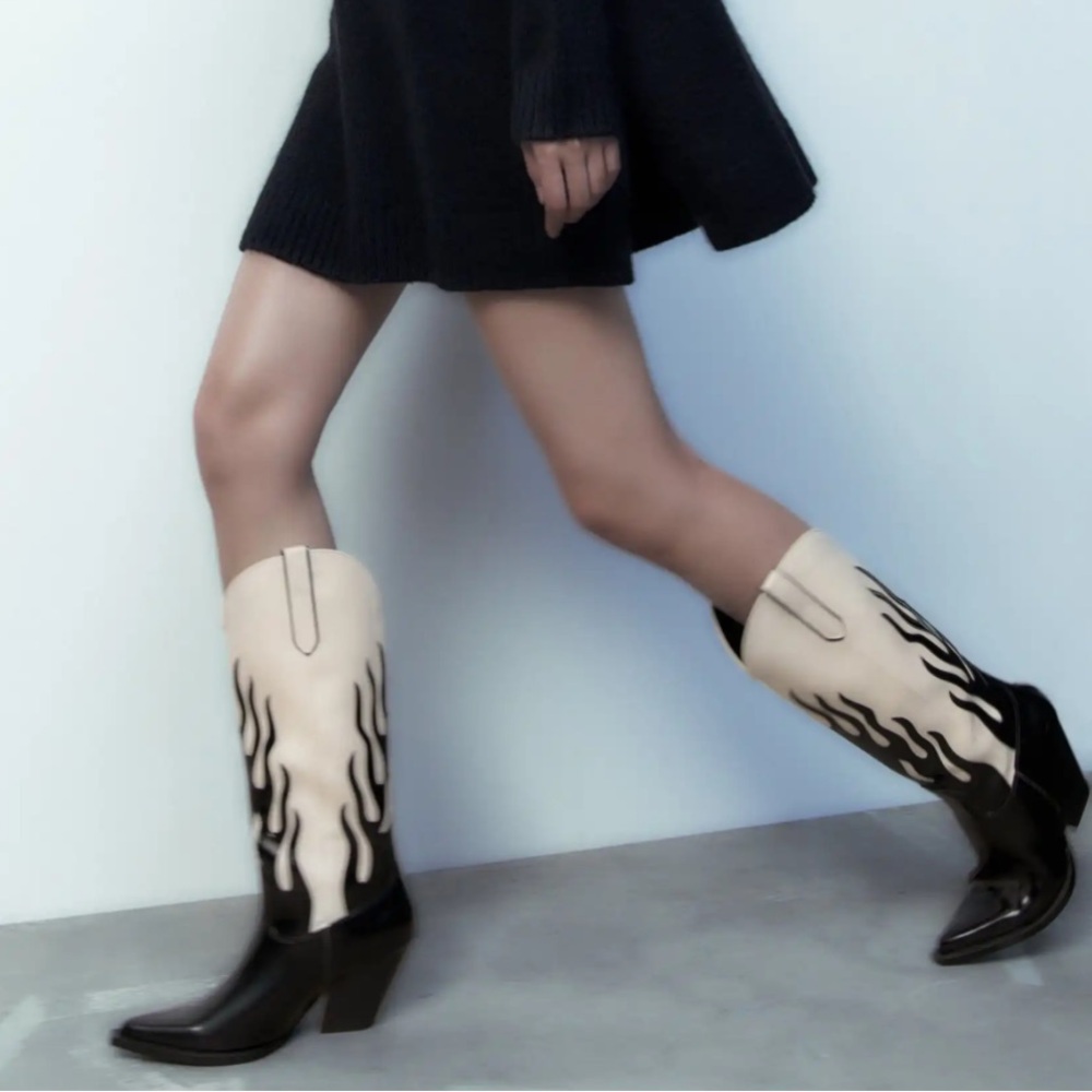 Zara faux leather western boots